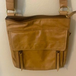 Tan Fossil cross body bag leather